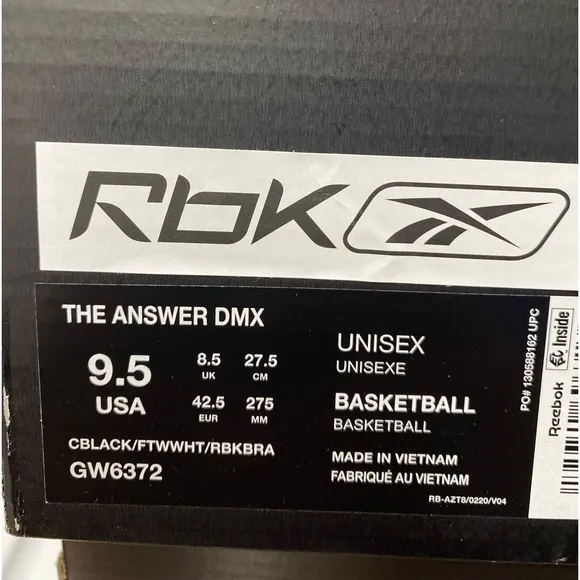 REEBOK ANSWER DMX GW6372 BASKETBALL SHOES Men's Sneakers Running SZ 9.5 USA