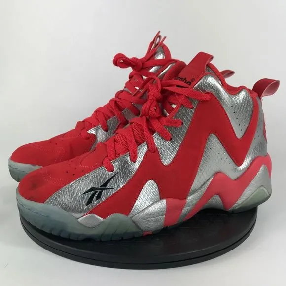 Reebok Kamikaze II 2 Mid Red/Silver Basketball Shoes V48540 Men’s Size 11