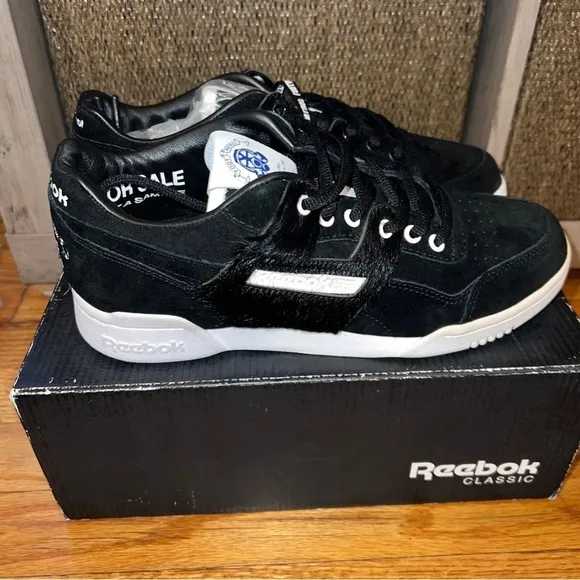 REEBOK Men’s Black &amp; White Workout Lo Plus Footpatrol Blackbuck Shoes Size 8 NEW
