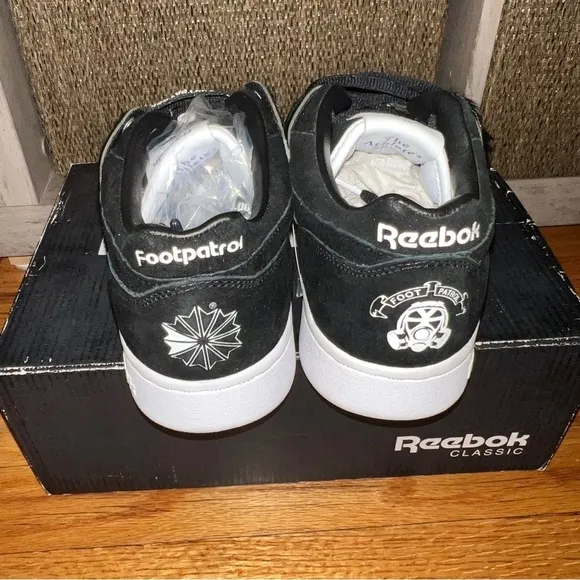 REEBOK Men’s Black &amp; White Workout Lo Plus Footpatrol Blackbuck Shoes Size 8 NEW