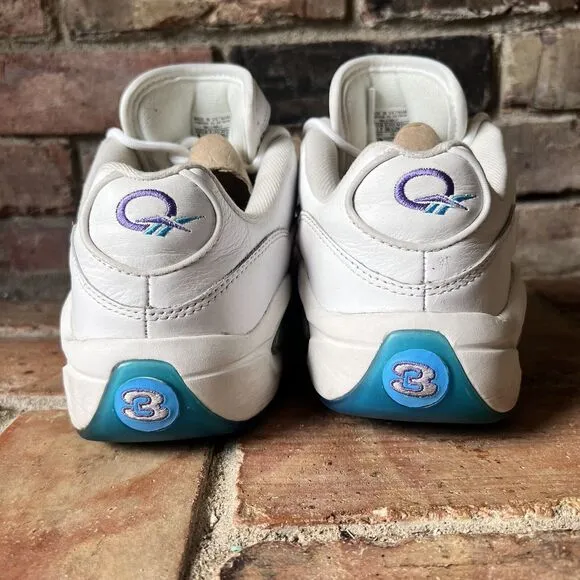 Reebok Question Low Glitch White Blue Purple Mens 8 Shoes Sneakers Allen Iverson