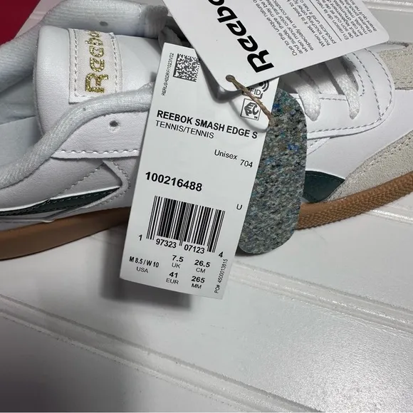 Reebok Smash Edge shoes white &amp; green men’s 8.5 NWT