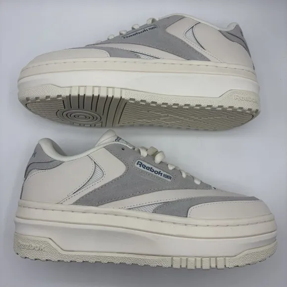 Reebok Women's‎ Club C Extra White/Grey Platform Sneakers 100074260 Size 8.5