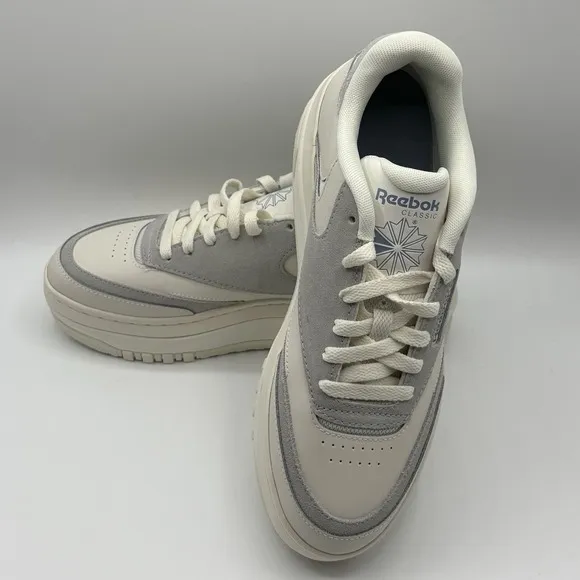 Reebok Women's‎ Club C Extra White/Grey Platform Sneakers 100074260 Size 8.5