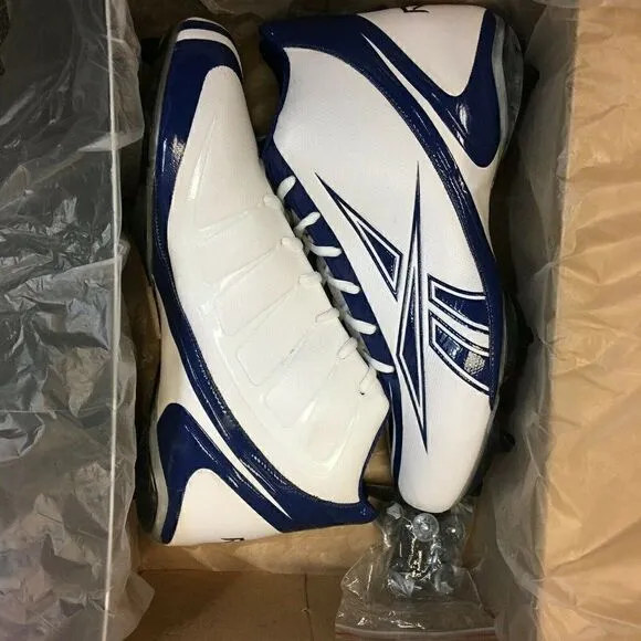 Reebok Men's Cleats Blue White Size 13.5 Pro Burner Speed Mid SD3 Football Shoes