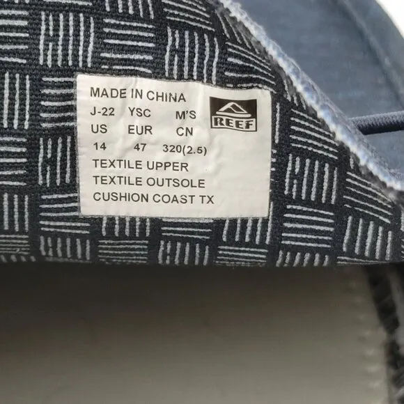 REEF Cushion Coast Textile Shoes Nave Blue Men's Size 14 (READ)