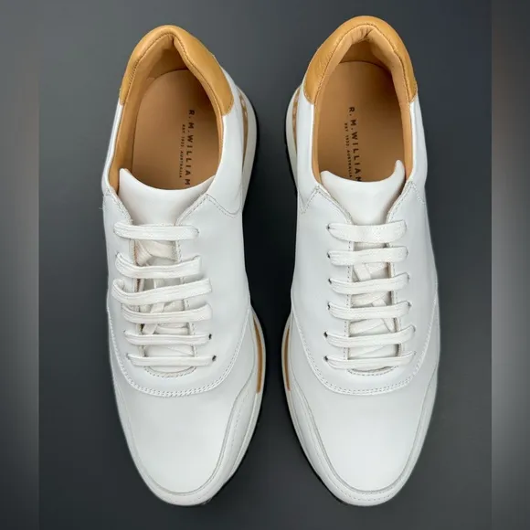 R.M. Williams Men's Fitzroy White/Nappa Leather Lace Up Shoes. NWT. Size- 9