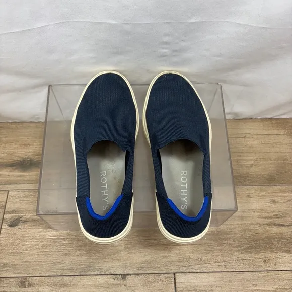 Rothy's Navy Blue City Slip On Sneakers Shoes  Washable Unisex W 8.5 / M 7