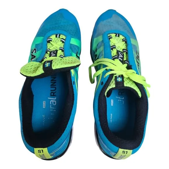 Salming Blue Green Yellow Speed S1 Running Shoes Sneakers Men's 10