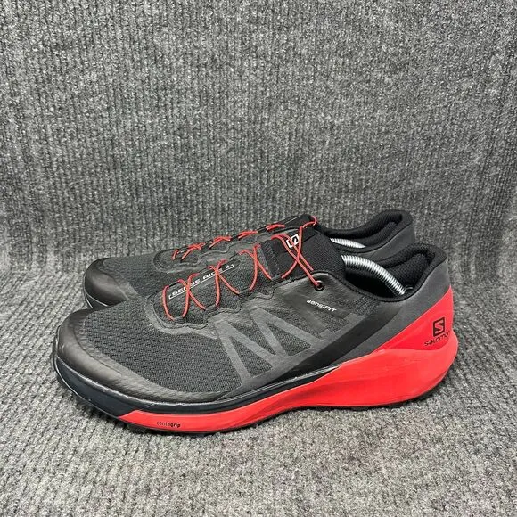 Salomon Sense Ride 4 Trail Athletic Shoes Ortholite Black Red Mens Size 12.5
