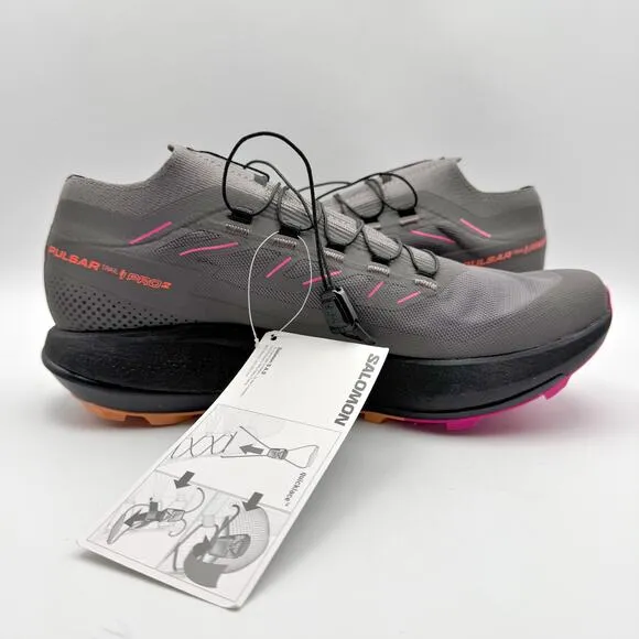 Salomon Womens Pulsar Trail 2 /Pro Running Shoe US 9.5M EU 42 Grey Athletic NIB
