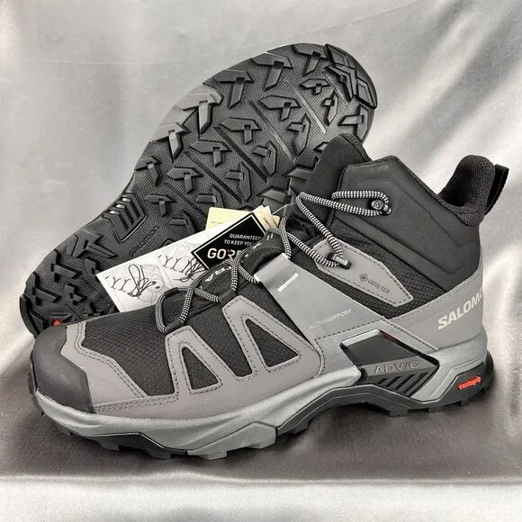 Salomon X Ultra 4 Mid GTX Boots Men's 11.5 Gray Black Waterproof Hiking Trail