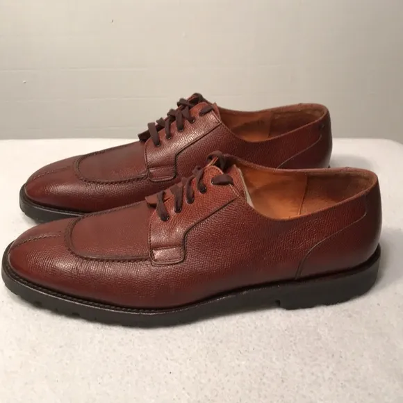 SALVATORE FERRAGAMO MENS BROWN LACEUP SHOES SZ-9