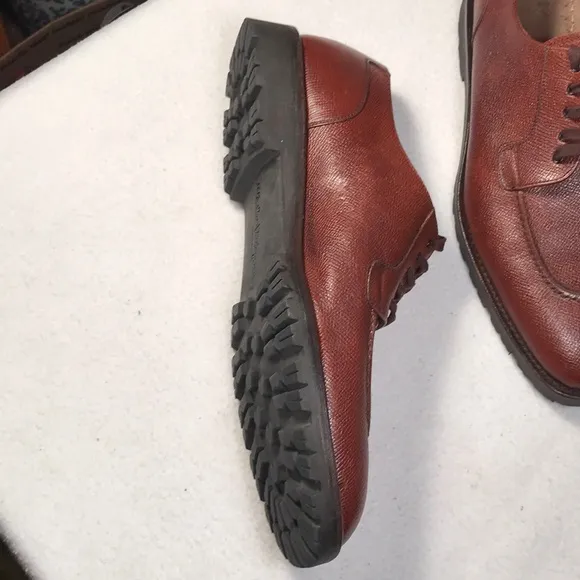 SALVATORE FERRAGAMO MENS BROWN LACEUP SHOES SZ-9