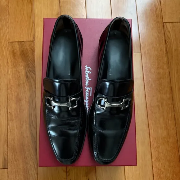 Salvatore Ferragamo, Men's Loafers, Black, Size 8.5