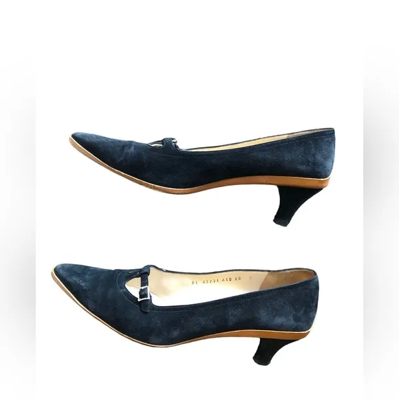 Salvatore Ferragamo Women’s Heels Black Suede Shoes Size 10