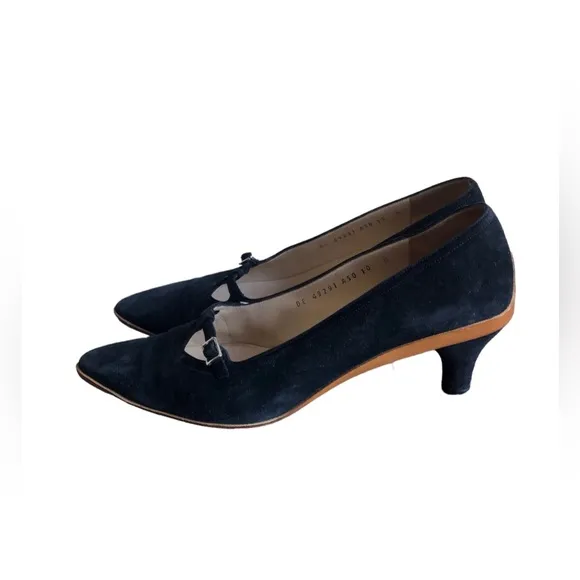 Salvatore Ferragamo Women’s Heels Black Suede Shoes Size 10