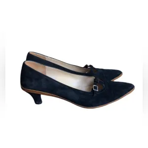 Salvatore Ferragamo Women’s Heels Black Suede Shoes Size 10