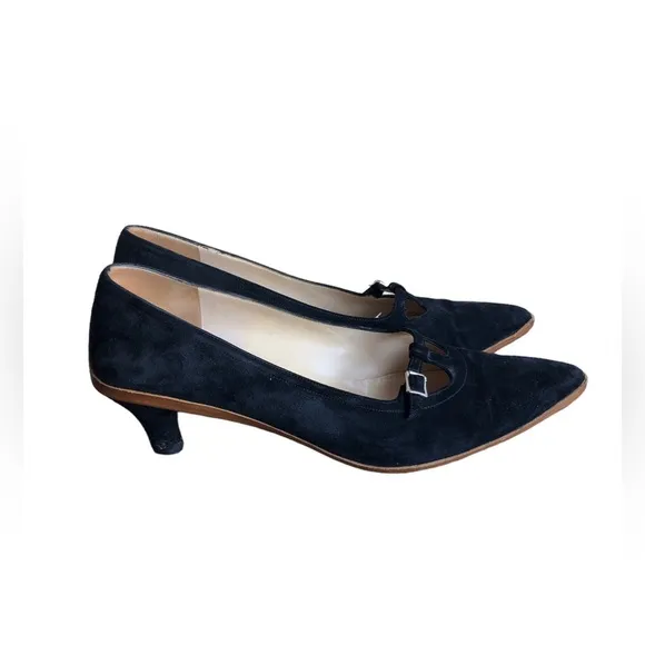 Salvatore Ferragamo Women’s Heels Black Suede Shoes Size 10
