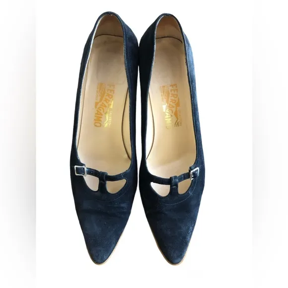 Salvatore Ferragamo Women’s Heels Black Suede Shoes Size 10