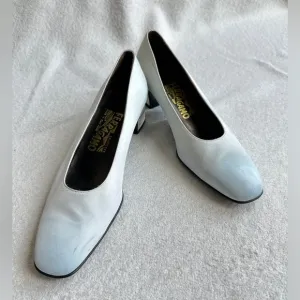 Salvatore Ferragamo Women’s Pumps Satin shoes Crystal‎ silver blue size 8B