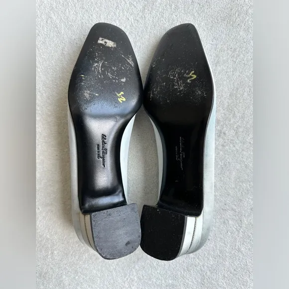 Salvatore Ferragamo Women’s Pumps Satin shoes Crystal‎ silver blue size 8B