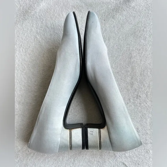 Salvatore Ferragamo Women’s Pumps Satin shoes Crystal‎ silver blue size 8B