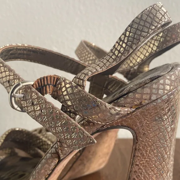 Sam Edelman Taryn Gold Sparkly Strappy Sandal Heels, Women’s 8.5 M, A9960L1900