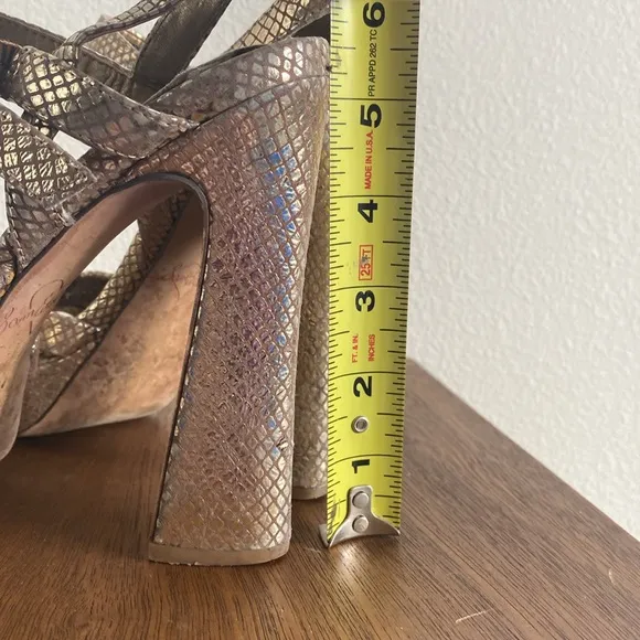 Sam Edelman Taryn Gold Sparkly Strappy Sandal Heels, Women’s 8.5 M, A9960L1900