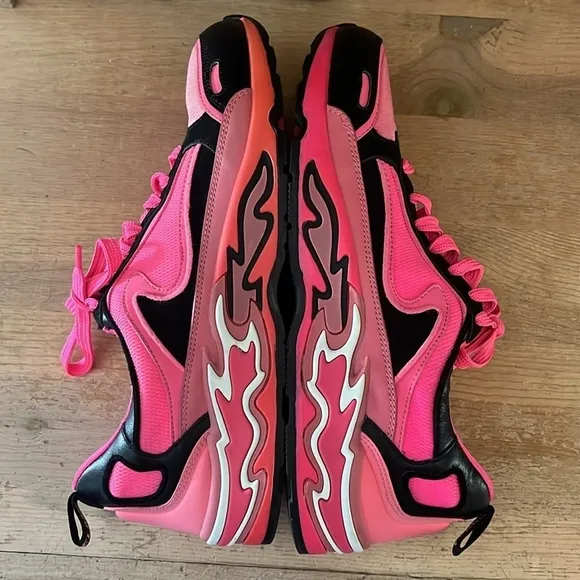Sandro Paris Flame Sneakers Pink Women’s Size 8 Leather Rubber &amp; Suede