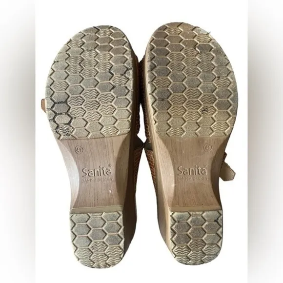 Sanita Daisy Debora Sandals Brown Womens Size 41 US 9.5 Strappy Mules Clogs