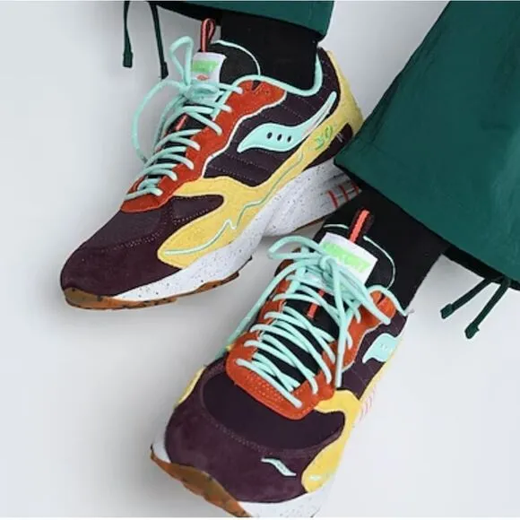 Saucony 3D Grid Hurricane Trailian Colorful Unisex Sneaker Shoes-Size 9.5