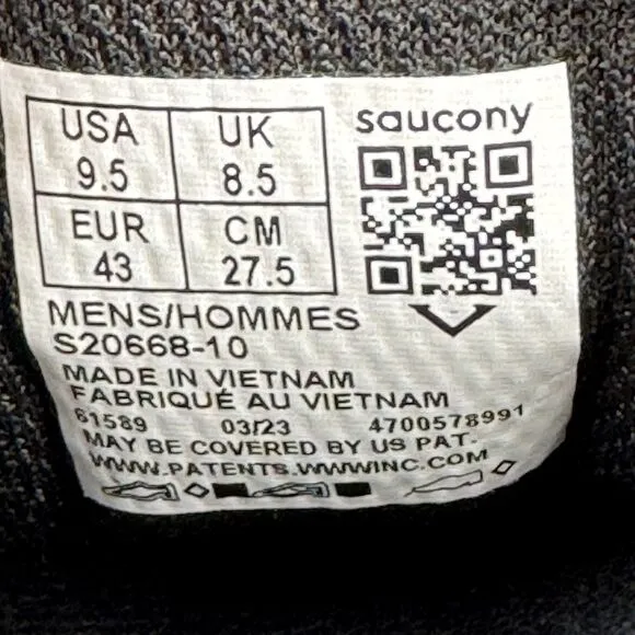 Saucony Excursion TR15 Shoes Mens Size 9.5 Black Running Trail Sneakers New