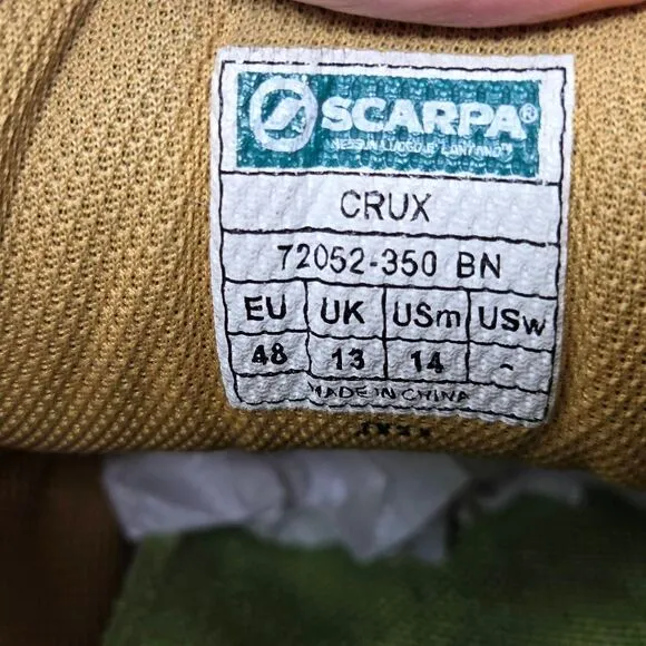 SCARPA CRUX OLIVE BLACK HIKING APPROACH TRAIL ATHLETIC SHOES MENS SIZE 14