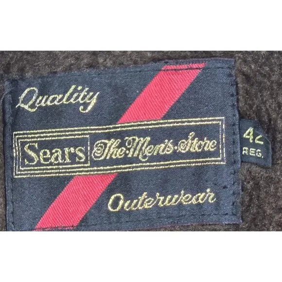 Sears Vintage Wool Jacket Coat Faux Fur Lined Heavy Pockets Plaid Men's 42 Reg.