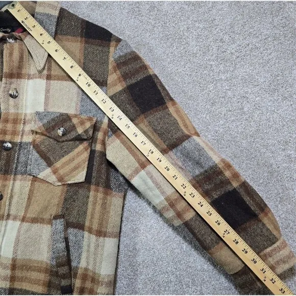 Sears Vintage Wool Jacket Coat Faux Fur Lined Heavy Pockets Plaid Men's 42 Reg.