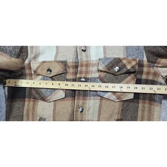 Sears Vintage Wool Jacket Coat Faux Fur Lined Heavy Pockets Plaid Men's 42 Reg.