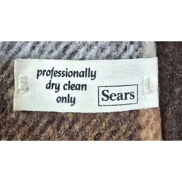 Sears Vintage Wool Jacket Coat Faux Fur Lined Heavy Pockets Plaid Men's 42 Reg.