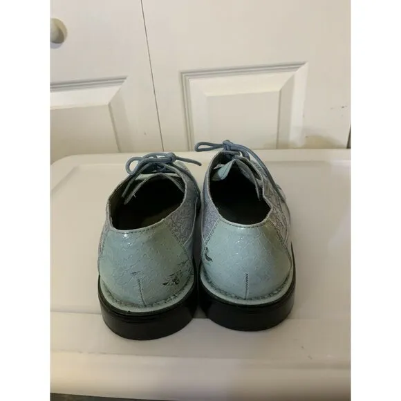 Sio Faux Crocodile Alligator Men’s Sz‎ 10 Derby Square Toe Dress Shoes Green Blu