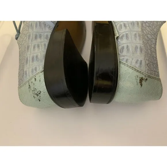 Sio Faux Crocodile Alligator Men’s Sz‎ 10 Derby Square Toe Dress Shoes Green Blu