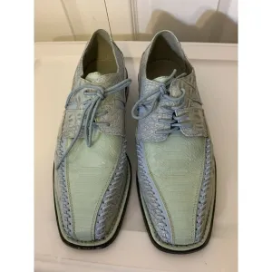 Sio Faux Crocodile Alligator Men’s Sz‎ 10 Derby Square Toe Dress Shoes Green Blu