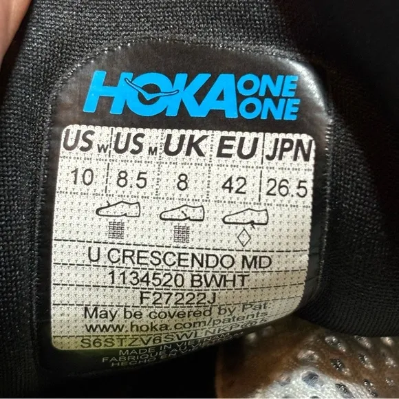 Size 10 - Hoka One One U Crescendo MD Black  Womens Track Spikes Running Shoes