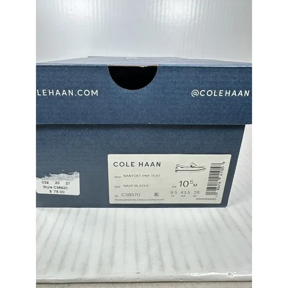 Size 10.5 Men’s Cole Haan Nantucket Penny Loafer Navy Blue Brown C38570 NEW