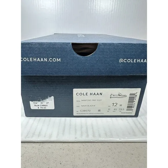 Size 12 Men’s Cole Haan Nantucket Penny Loafer Navy Blue Brown C38570 NEW