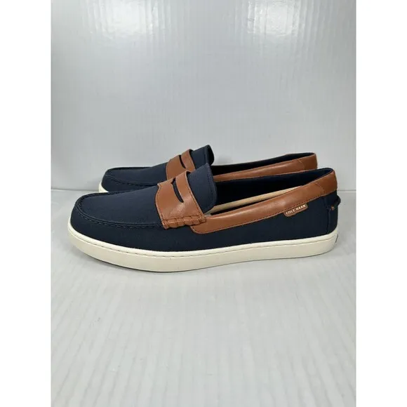 Size 12 Men’s Cole Haan Nantucket Penny Loafer Navy Blue Brown C38570 NEW