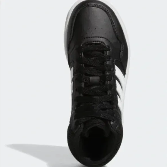 Size 3.5 ADIDAS HOOPS MID 3.0 UNISEX KIDS SHOES-BLACK/ WHITE BASKETBALL SHOES