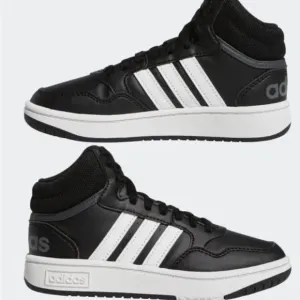 Size 3.5 ADIDAS HOOPS MID 3.0 UNISEX KIDS SHOES-BLACK/ WHITE BASKETBALL SHOES