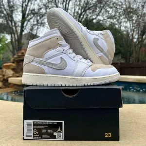 Size 6Y (7.5 Women’s) - Jordan 1 Mid SE Craft Inside Out - White Sail