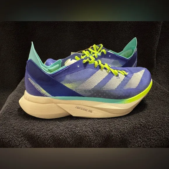 Size 7.5/8.5w - adidas Adizero Adios Pro 3 Cobalt Blue Lucid Lemon