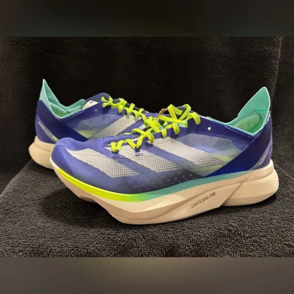 Size 7.5/8.5w - adidas Adizero Adios Pro 3 Cobalt Blue Lucid Lemon